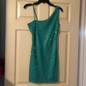 Beautiful teal color sequin dress